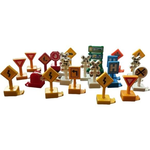 Mattel Fisher Price Geotrax Train Direction Signs Set Of 22 Bright Colors - Picture 1 of 9